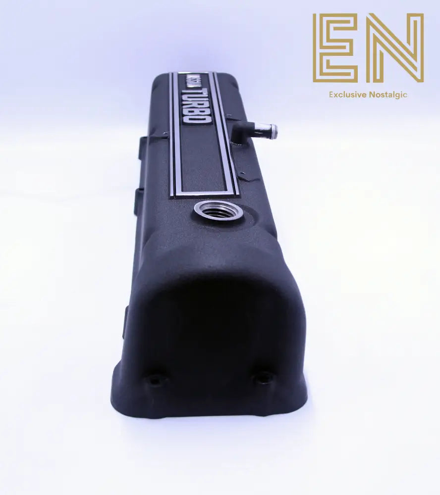 NISSAN TURBO Valve Cover Powder Coated in Wrinkle Black with Polished Lettering